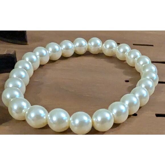 BUNDLE ONLY New Classic Beads Beaded Bracelet Stretch Faux Pearl Heavy Cold - Picture 2 of 4